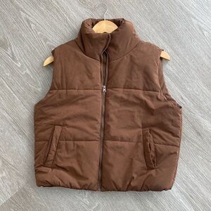 Brown puffer vest